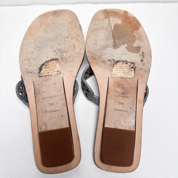 Tory Burch Blue Tiny Miller Square Toe Sandals 7 - Picture 6 of 8